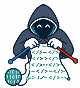 The Darnit logo — a hooded figure knitting rows of code